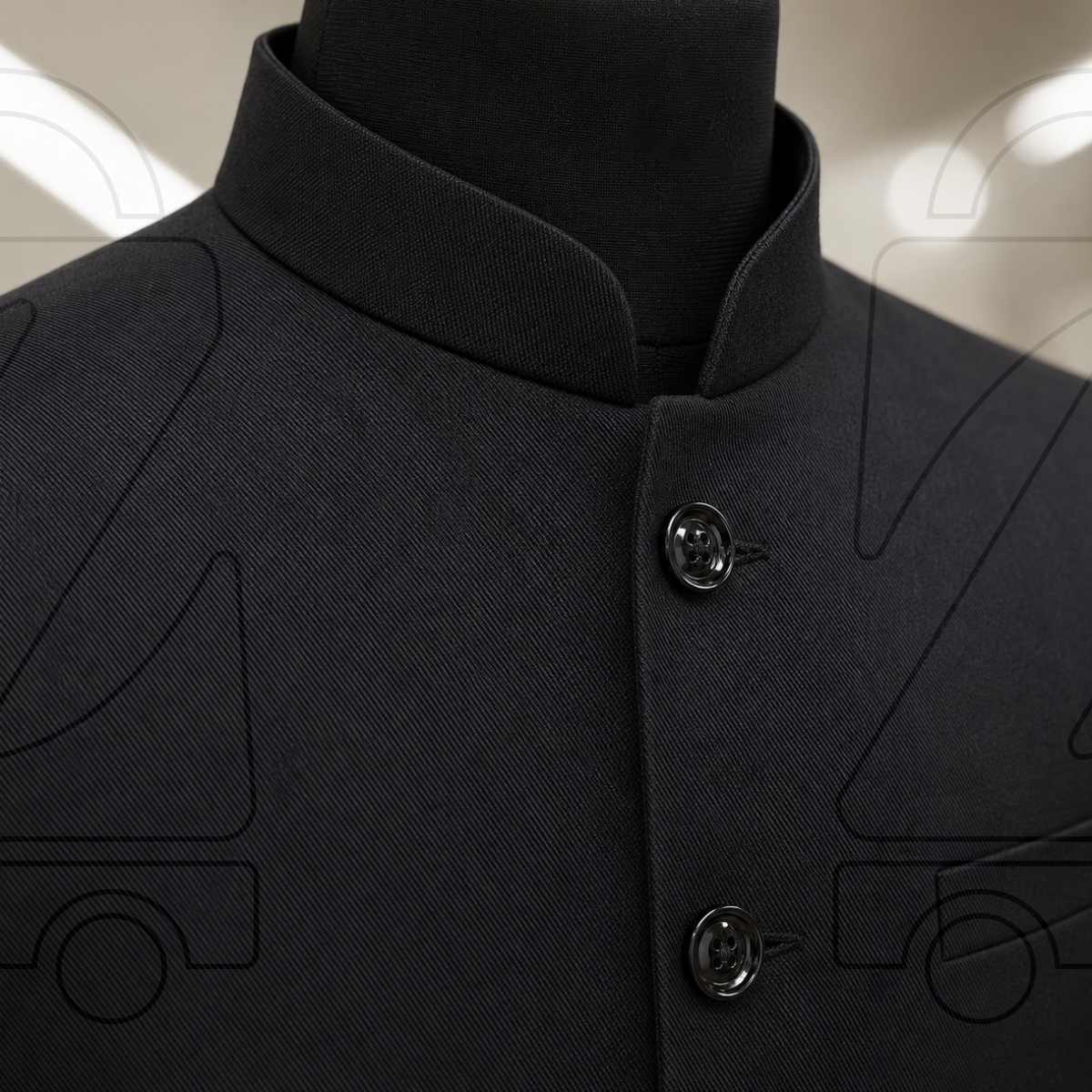 Nawabi Cut Sadri | Classic Band Collar Traditional Waistcoat