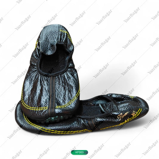 Black Soft Leather Slip-On Socks | Khuffain for Men & Women