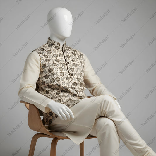 Ivory Hexa Nehru Waistcoat
