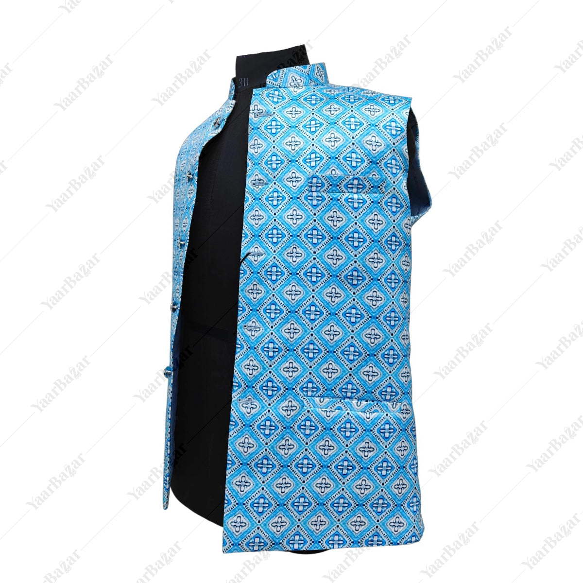 Azure Mosaic Nehru Waistcoat