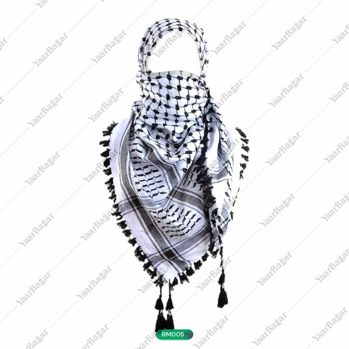 Classic Palestinian Keffiyeh Scarf – Black & White Shemagh
