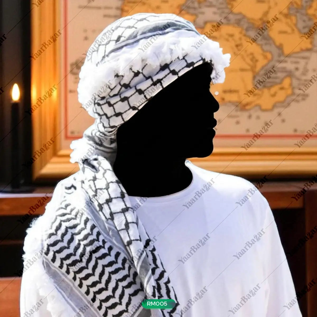 Classic Palestinian Keffiyeh Scarf – Black & White Shemagh