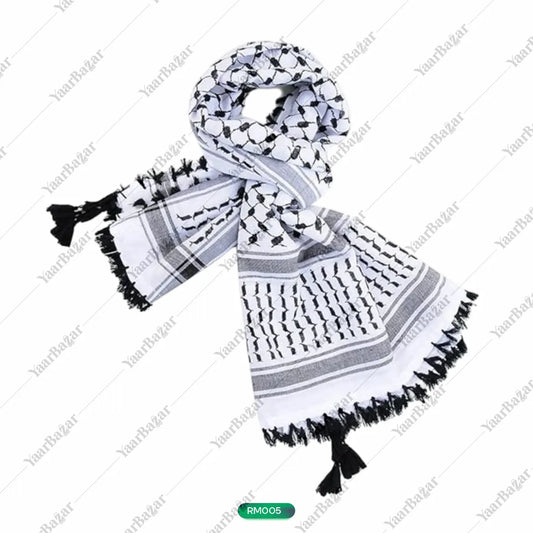 Classic Palestinian Keffiyeh Scarf – Black & White Shemagh