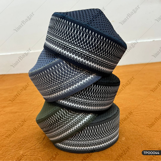 Polyester Mufti Islamic Topi | Lahariya Design Prayer Cap