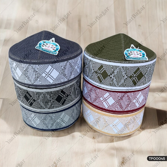 Polyester Mufti Islamic Topi | Square Design Prayer Cap