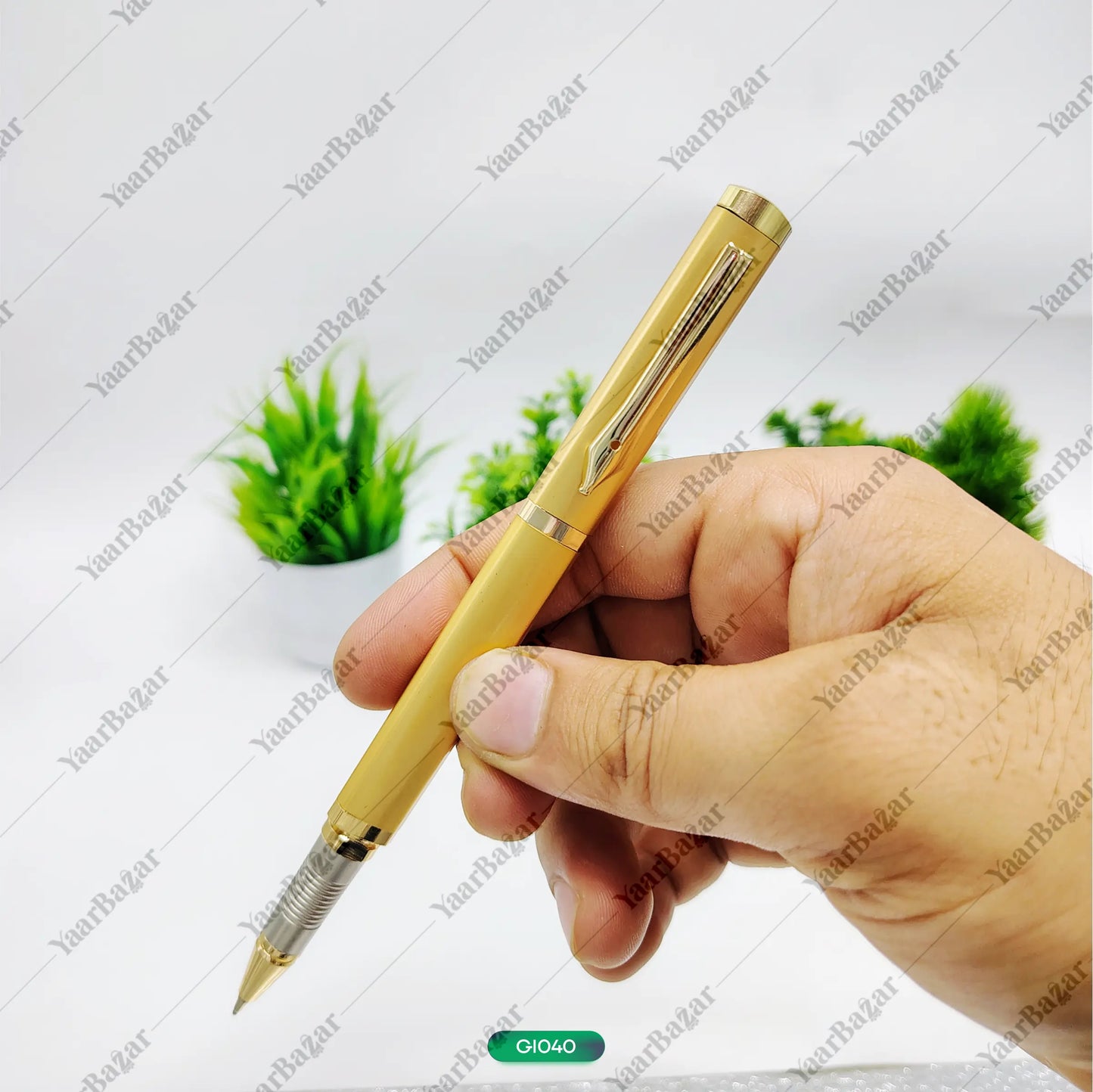 Triangular Shape Unique Design Designer NIB Shape Clip Metal Body Roller Ball Pen.