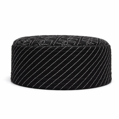 GeoWeave Reversible Prayer Topi | Dual Design Geometric & Chevron Stitch Namaz Cap