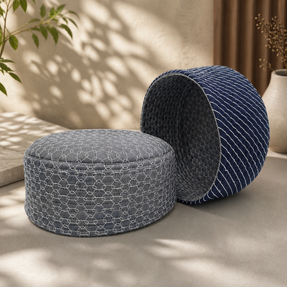 GeoWeave Reversible Prayer Topi | Dual Design Geometric & Chevron Stitch Namaz Cap