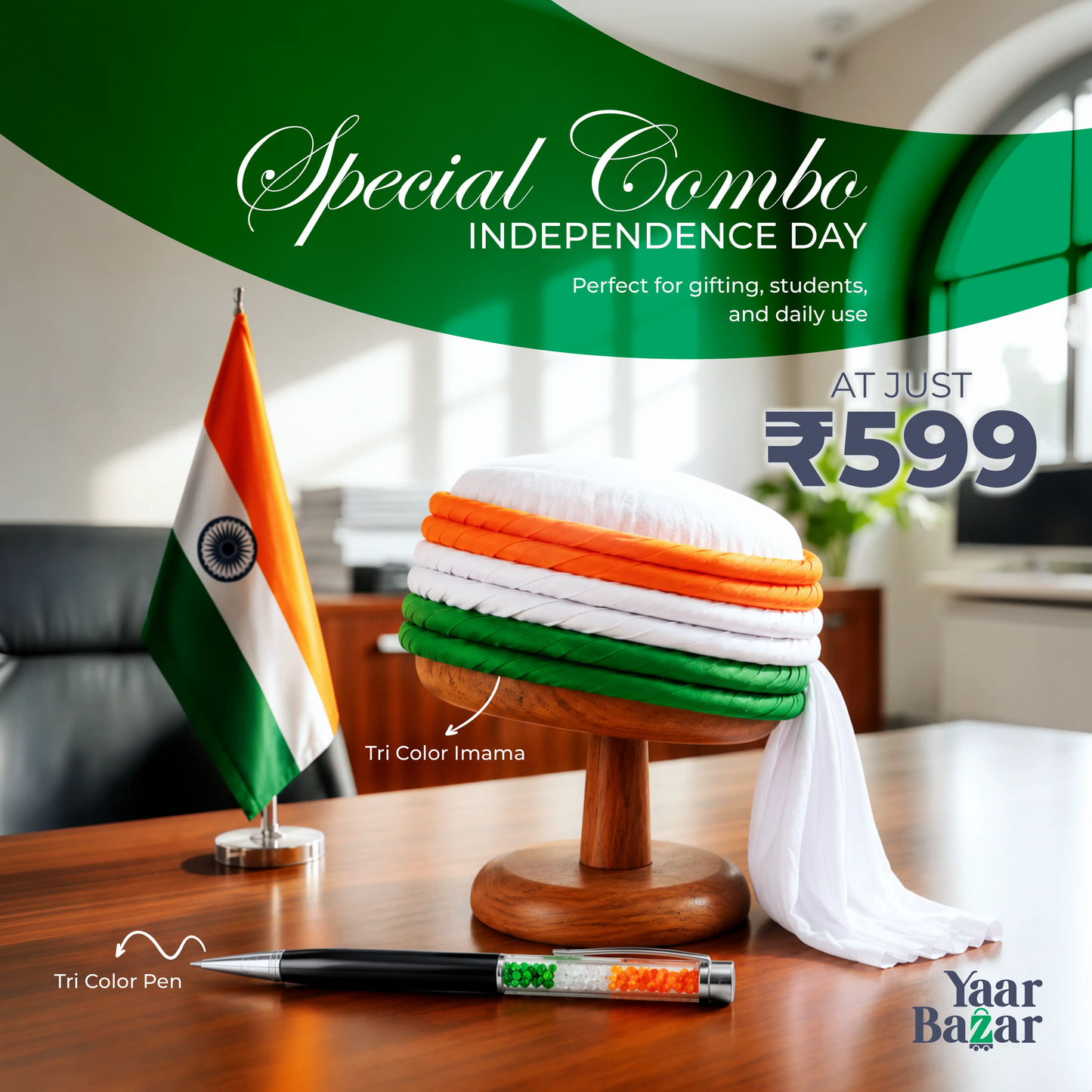 Independence Day Special Combo | Tri Color Imama + Tri Color Pen