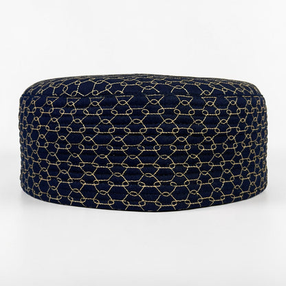 GeoWeave Reversible Prayer Topi | Dual Design Geometric & Chevron Stitch Namaz Cap