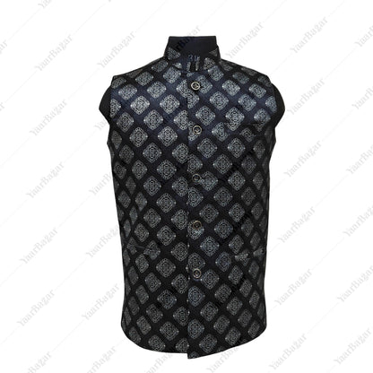 Printed Satin Nehru Waistcoat