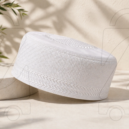 Boogie White Embroidered Muslim Topi