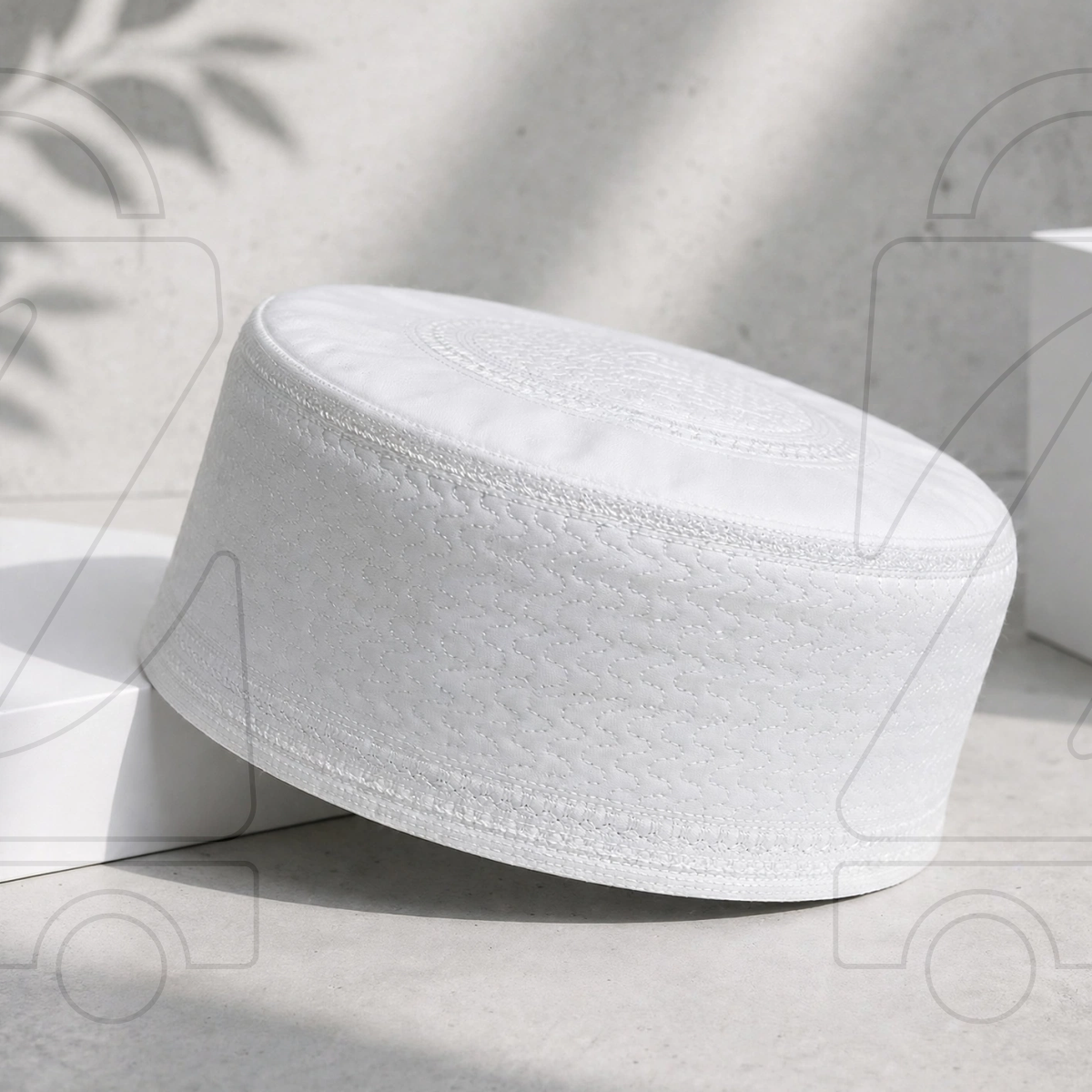 Boogie White Embroidered Muslim Topi