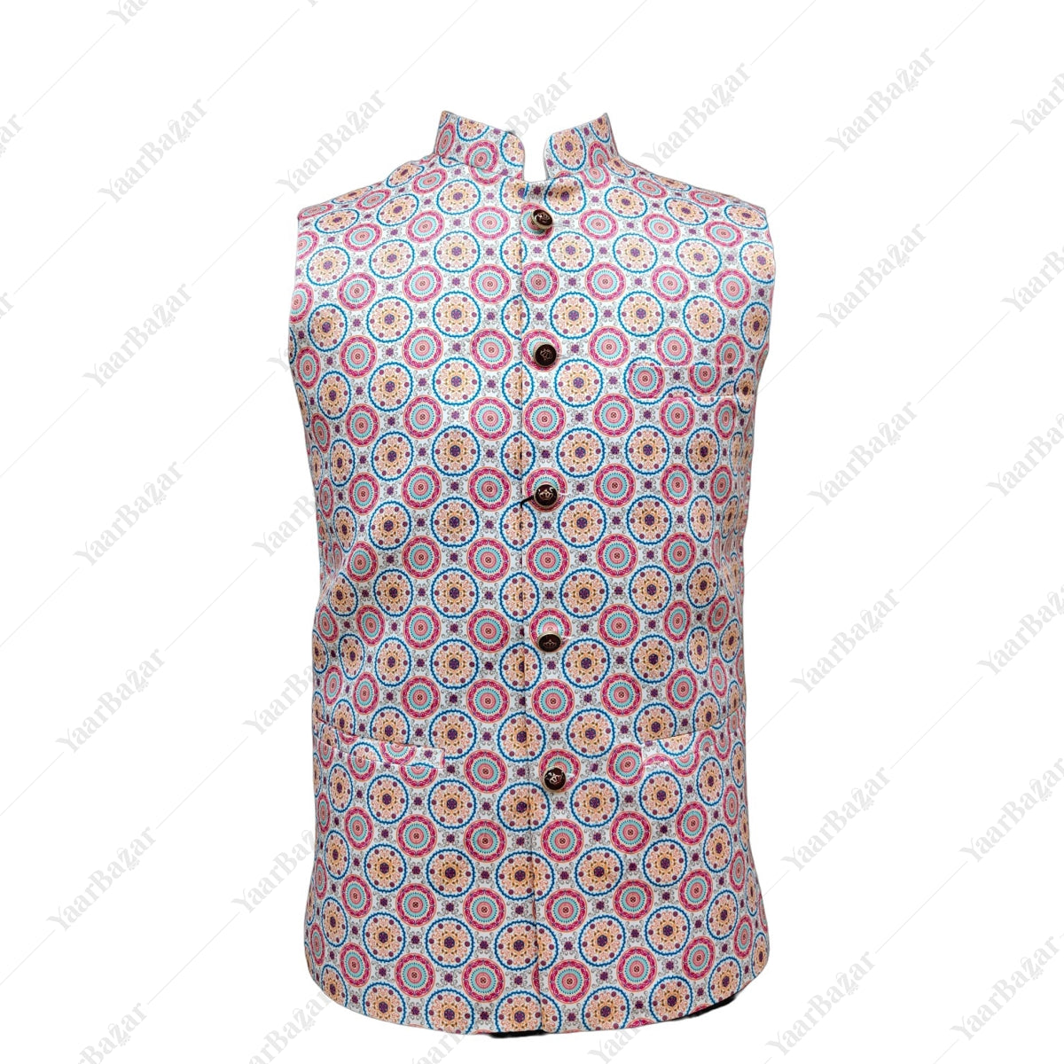 Pastel Medallion Nehru Waistcoat