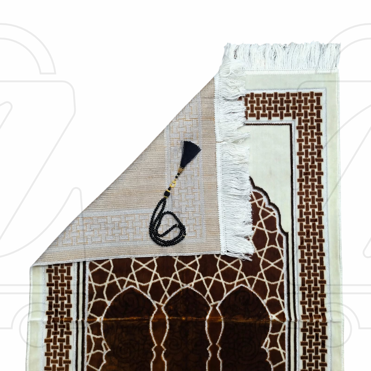 Turkish Brown Soft Velvet Prayer Janamaz