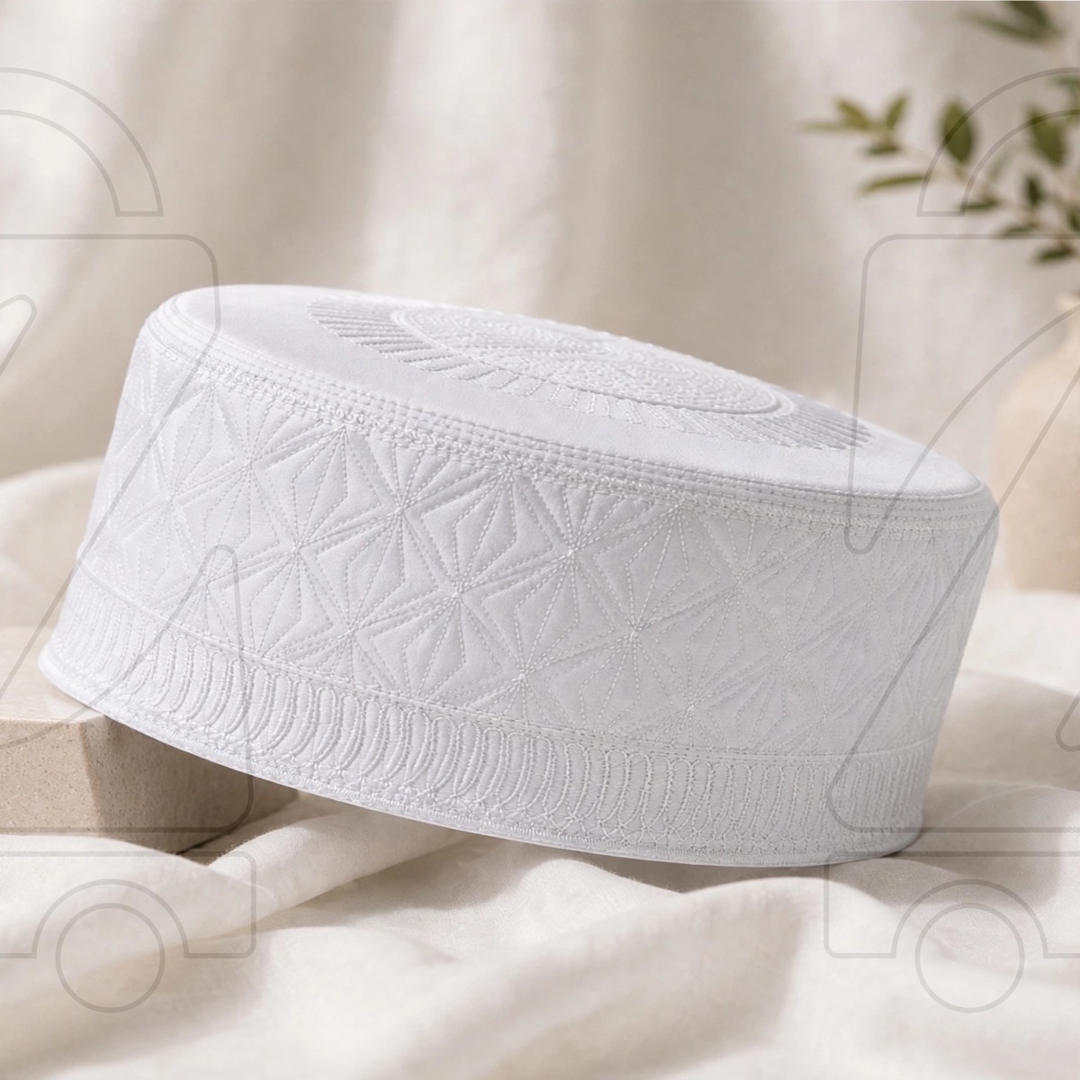 Boogie White Embroidered Muslim Topi
