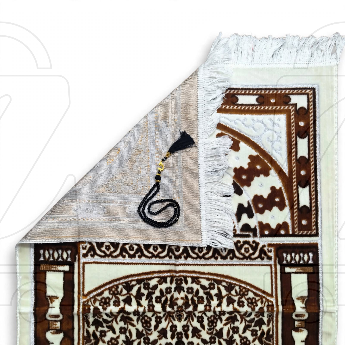 Turkish Brown Arch Velvet Prayer Janamaz