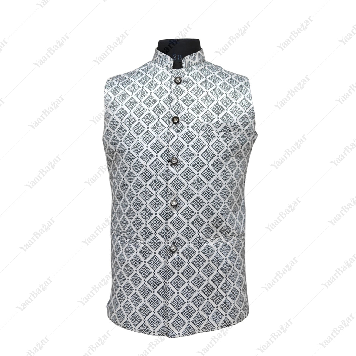 Silver Mosaic Nehru Waistcoat
