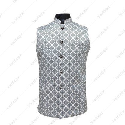 Silver Mosaic Nehru Waistcoat