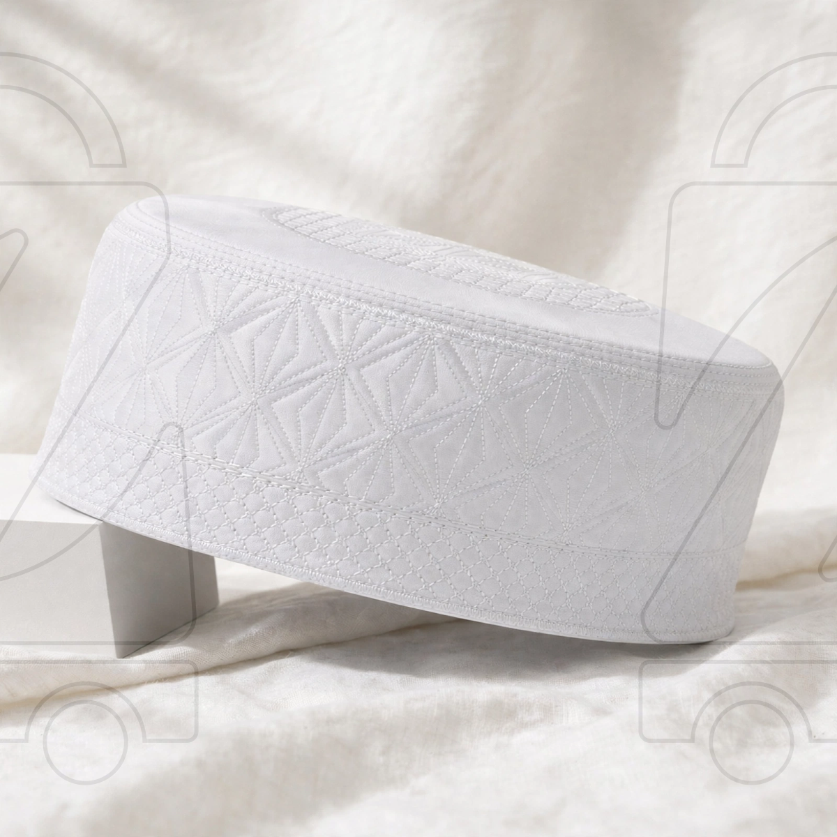 Boogie White Embroidered Muslim Topi