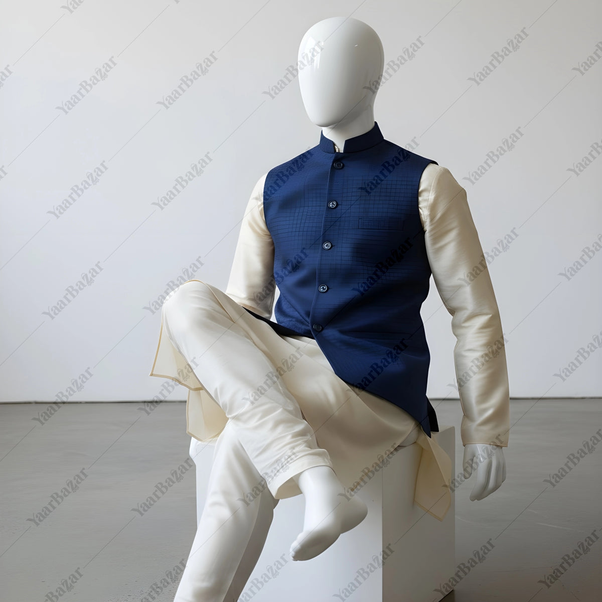 Royal Sapphire Nehru Waistcoat