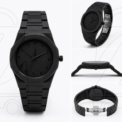 Matte Black Arabic Aura Watch for Men