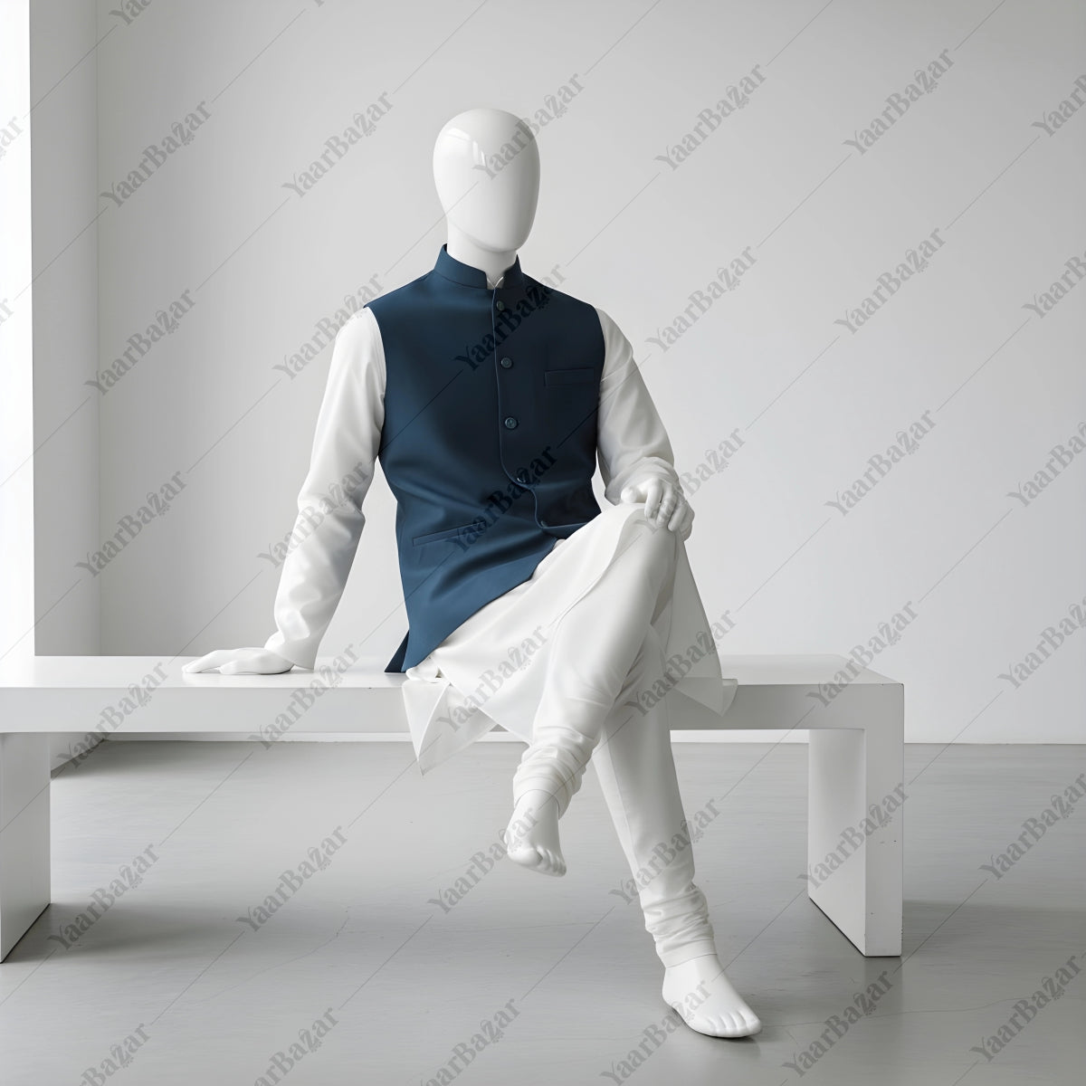 Royal Sapphire Nehru Waistcoat