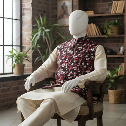 Midnight Blossom Nehru Waistcoat