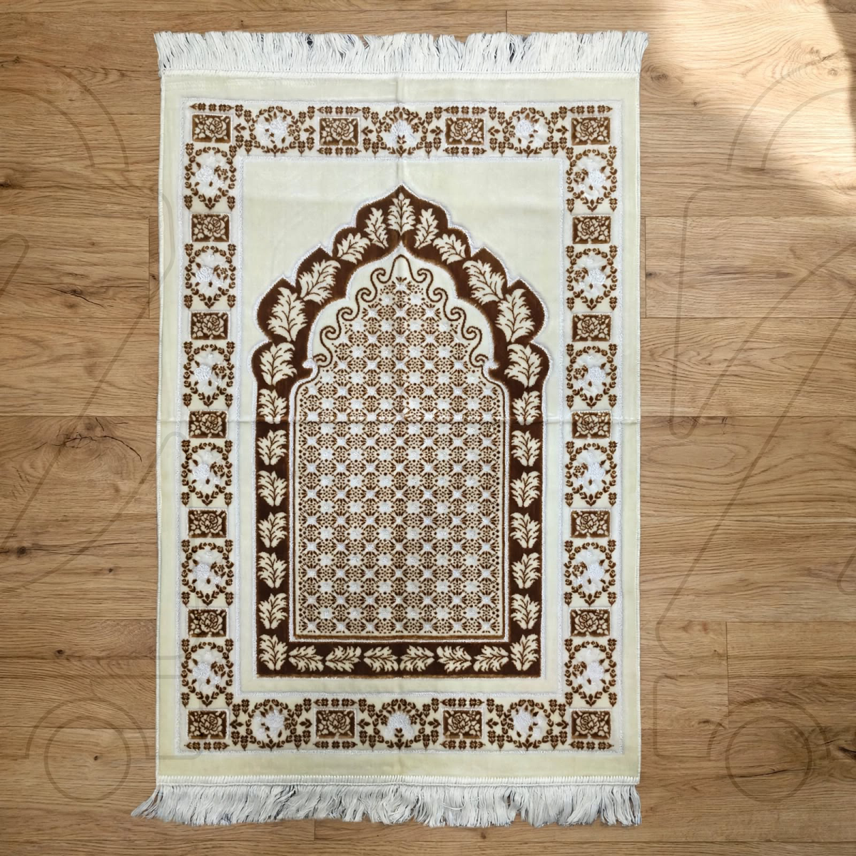 Turkish Brown Mehrab  Soft Velvet Prayer Janamaz
