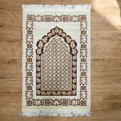 Turkish Brown Mehrab  Soft Velvet Prayer Janamaz