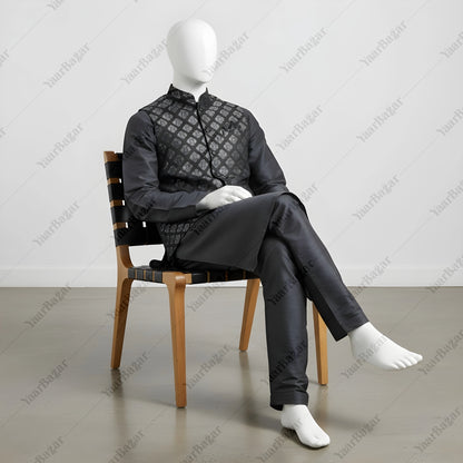 Printed Satin Nehru Waistcoat