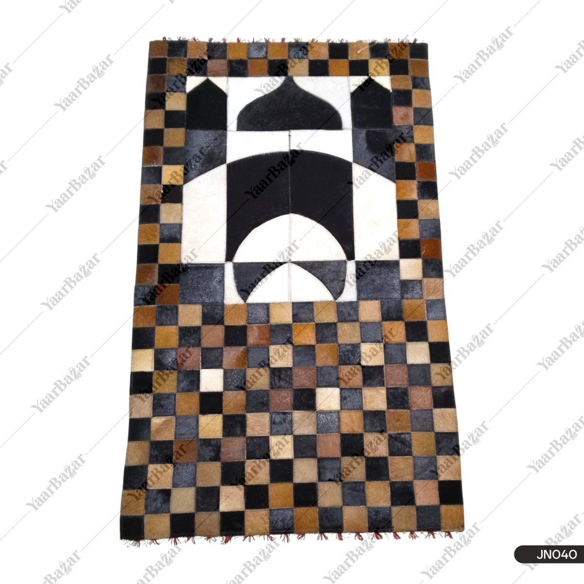 Pure Leather Janamaz with Natural Goat Hair – Multi-Tone Masjid Design