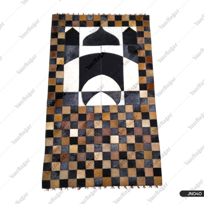 Pure Leather Janamaz with Natural Goat Hair – Multi-Tone Masjid Design