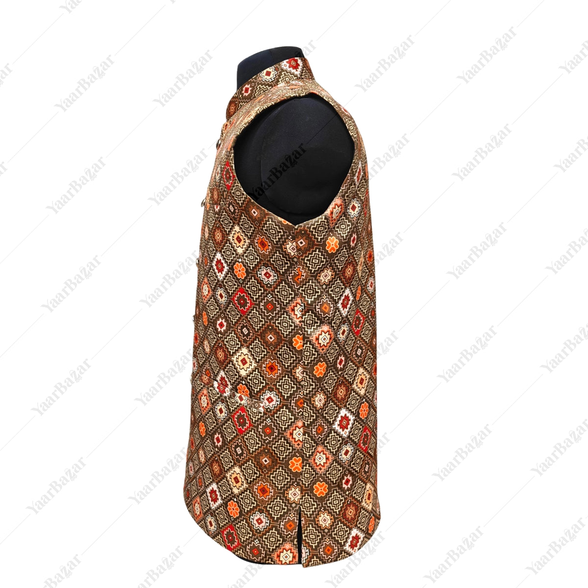 Rust Mosaic Nehru Waistcoat