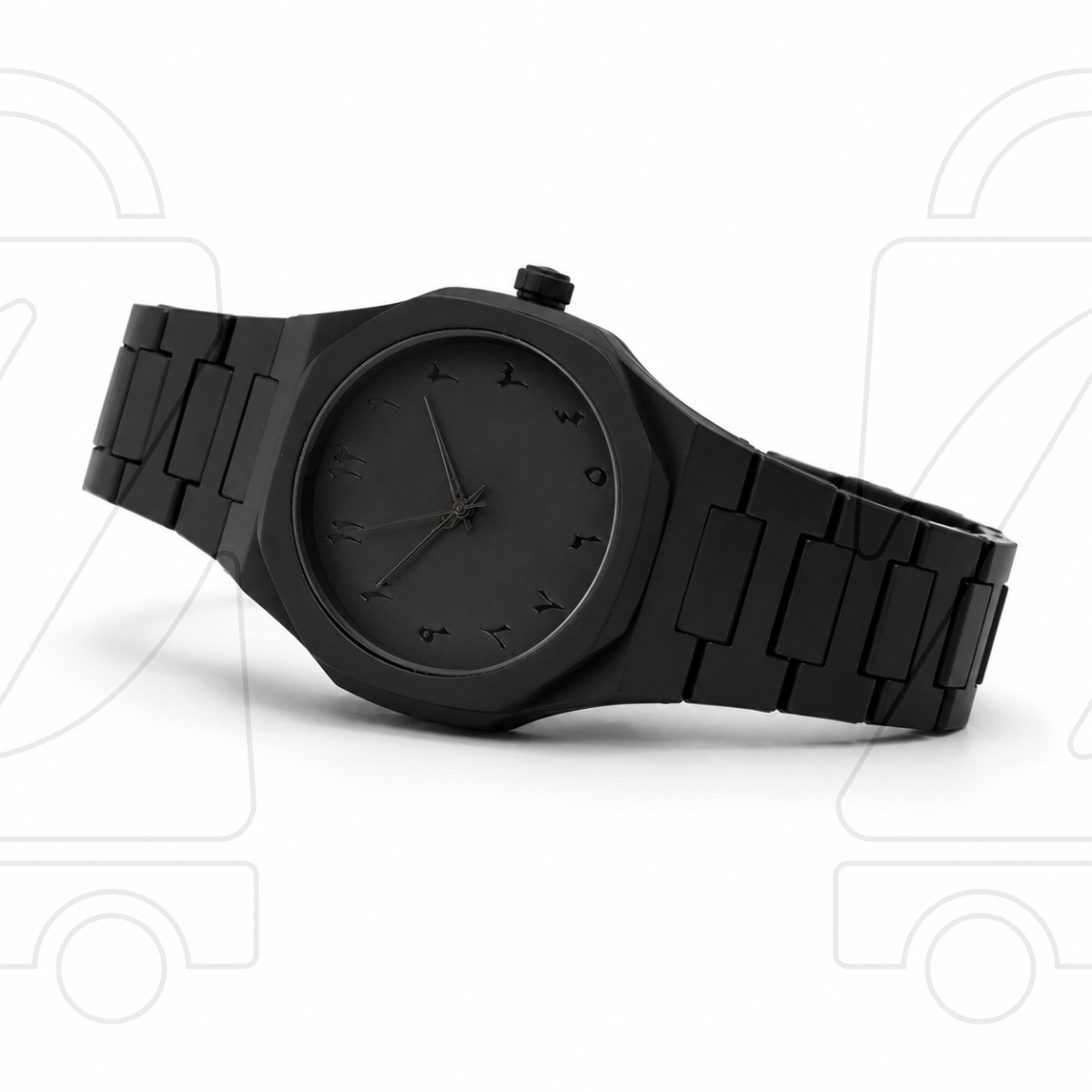 Matte Black Arabic Aura Watch for Men
