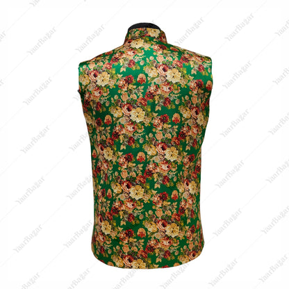 Emerald Floral Nehru Waistcoat