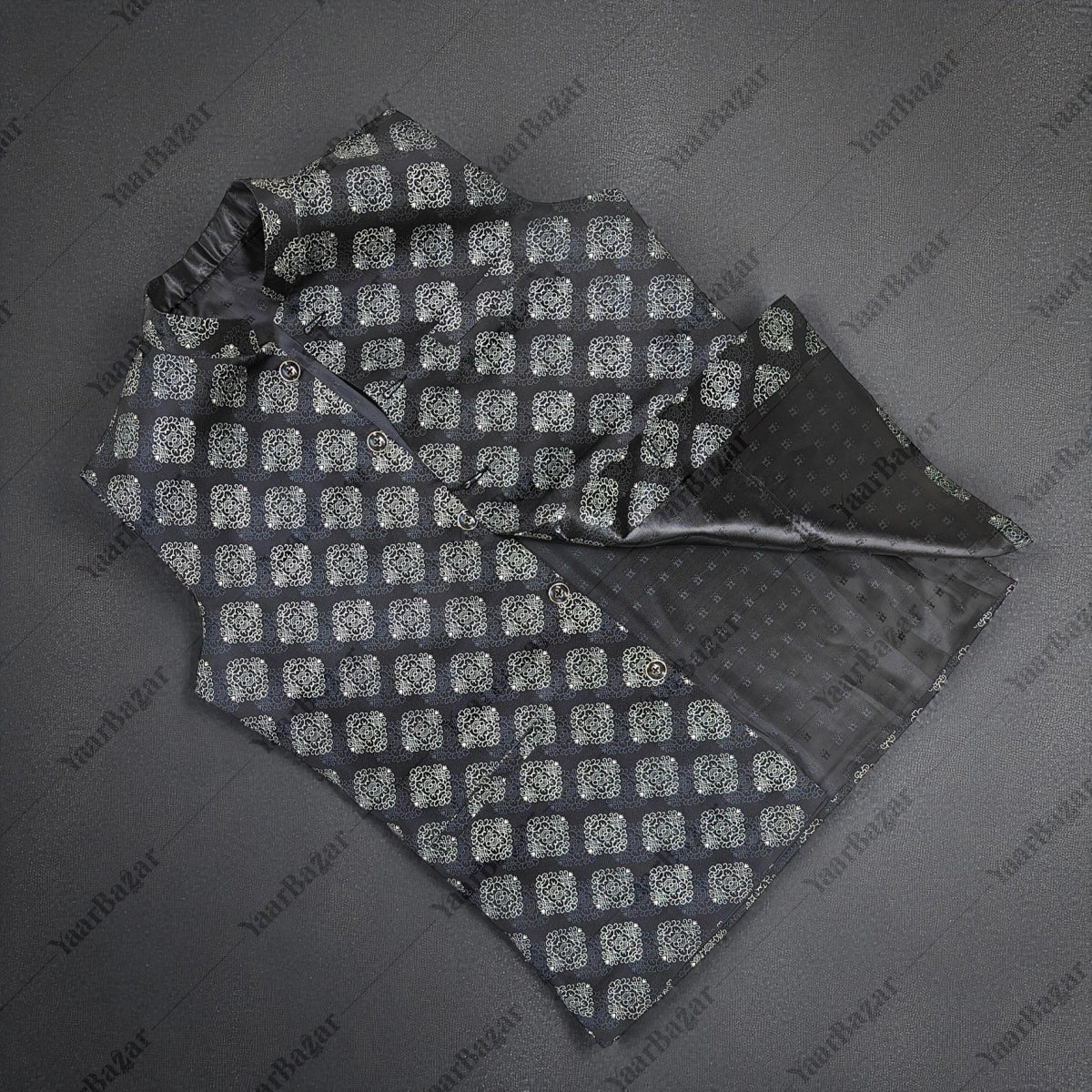 Printed Satin Nehru Waistcoat