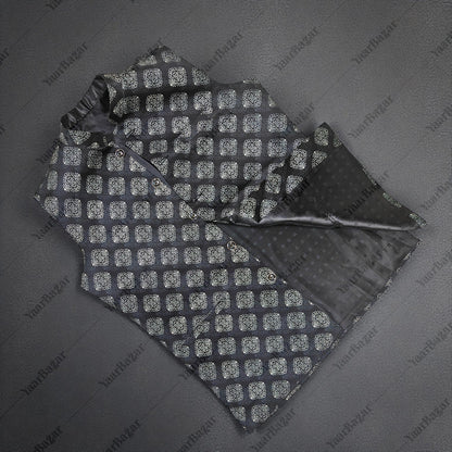 Printed Satin Nehru Waistcoat
