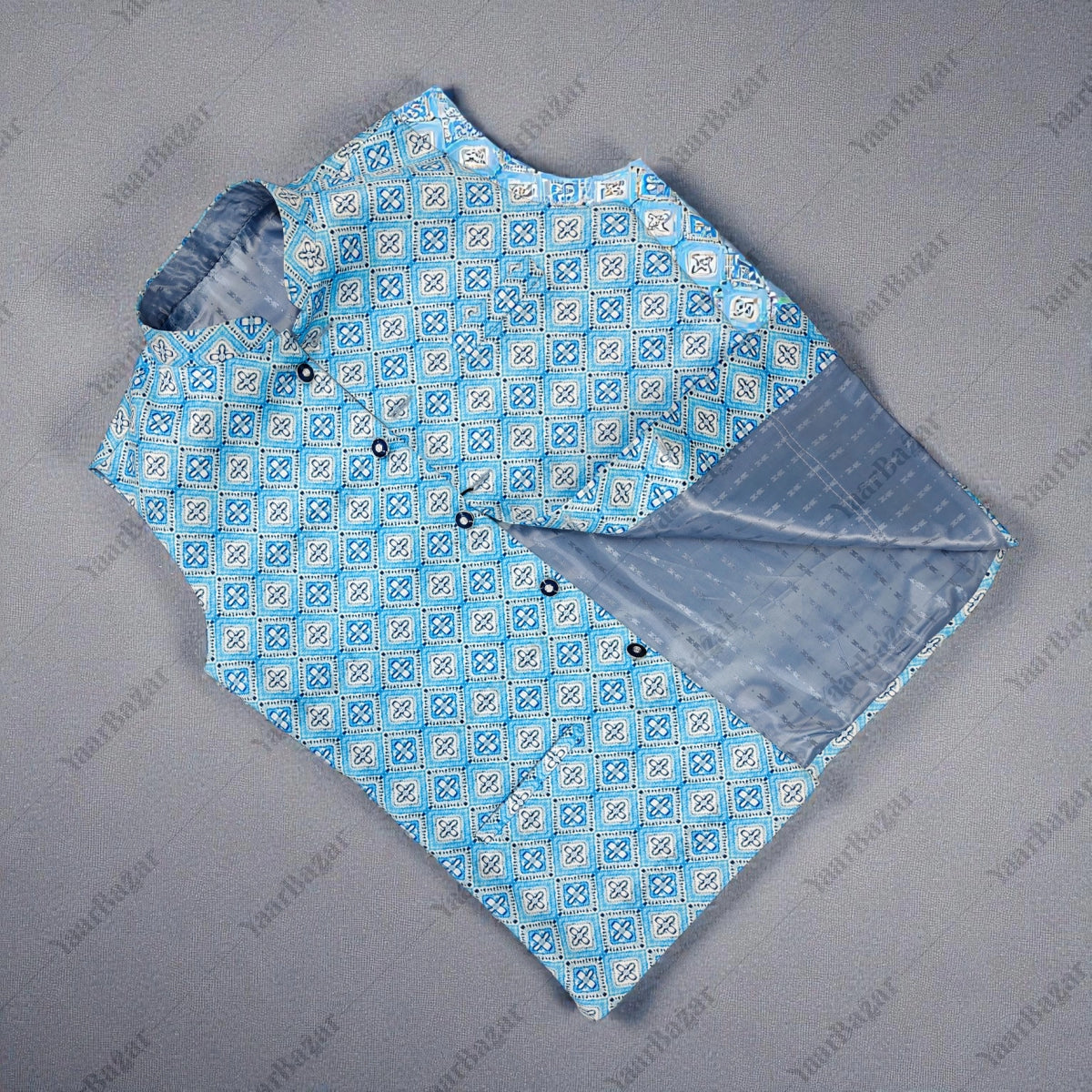 Azure Mosaic Nehru Waistcoat