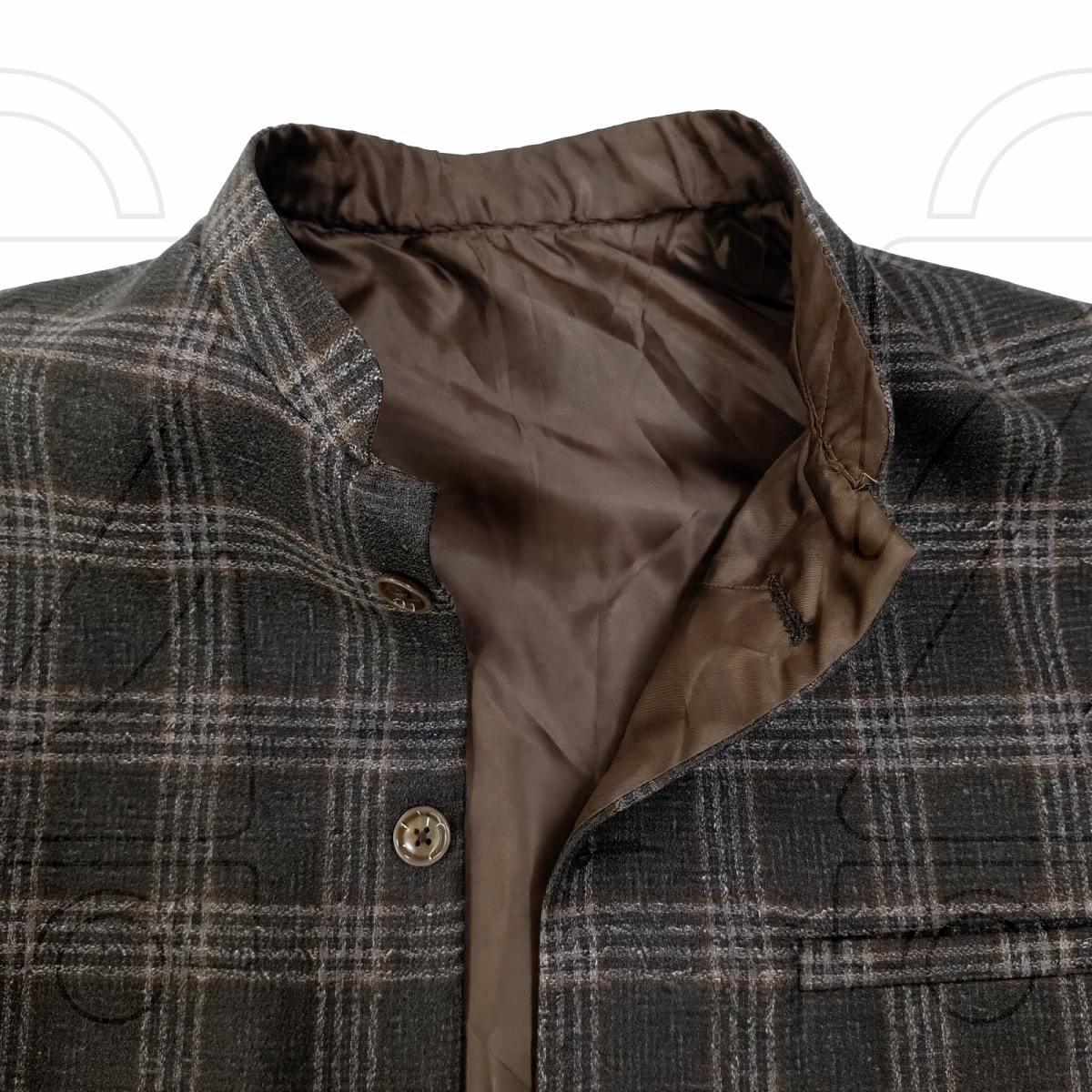 Classic Checkered Men’s Waistcoat | Band Collar Sadri