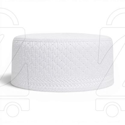 Boogie White Embroidered Muslim Topi