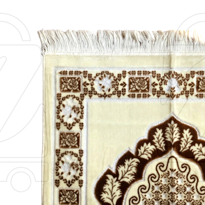 Turkish Brown Mehrab  Soft Velvet Prayer Janamaz