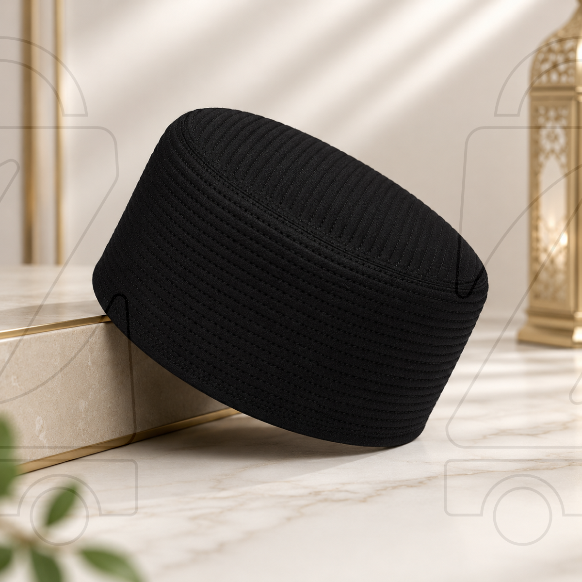 Junaid Jamshed Premium Quality  Prayer Cap  ( Straight Line)