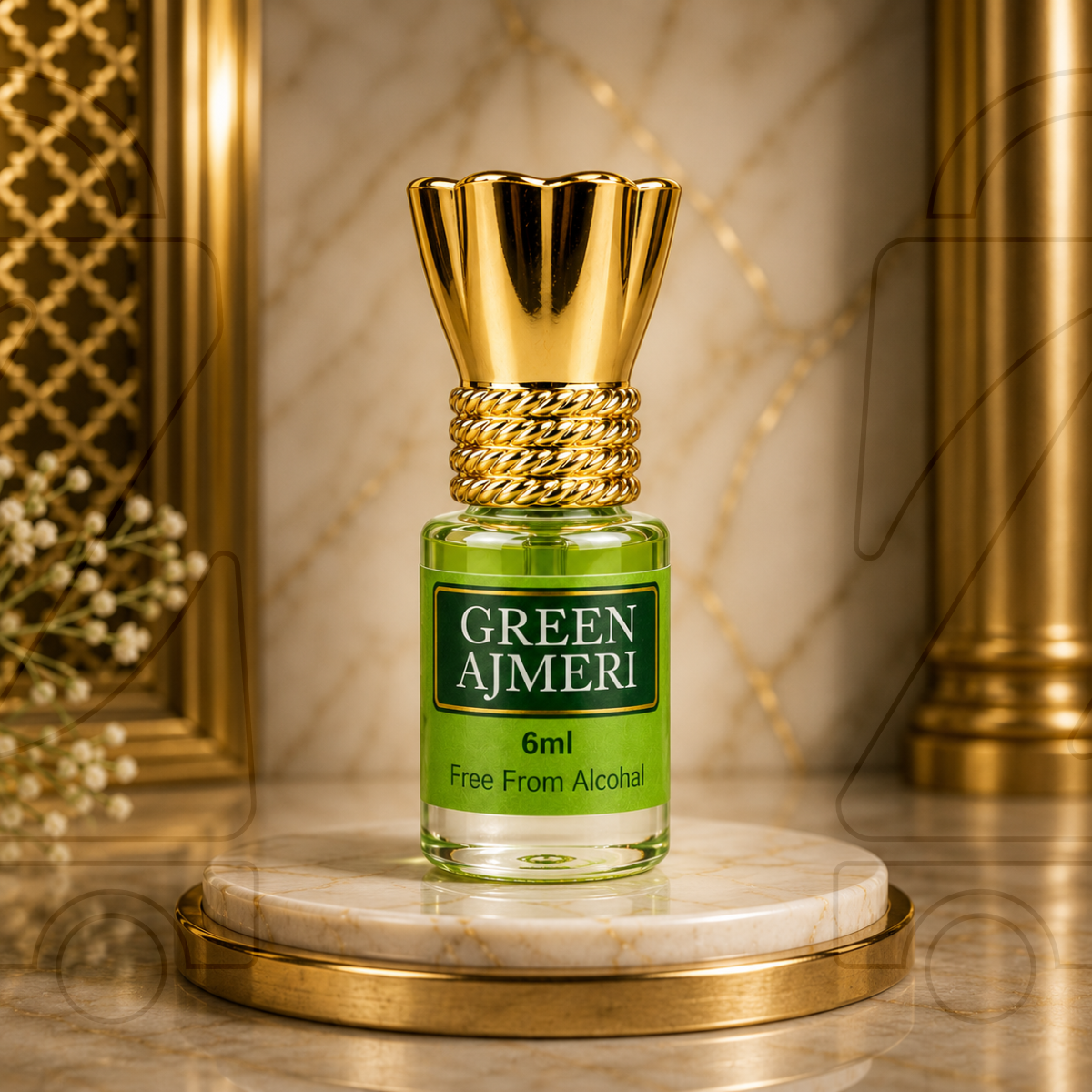 Al-Saalim Green Ajmeri Attar | Premium Alcohol-Free Roll-On Fragrance (6ml)