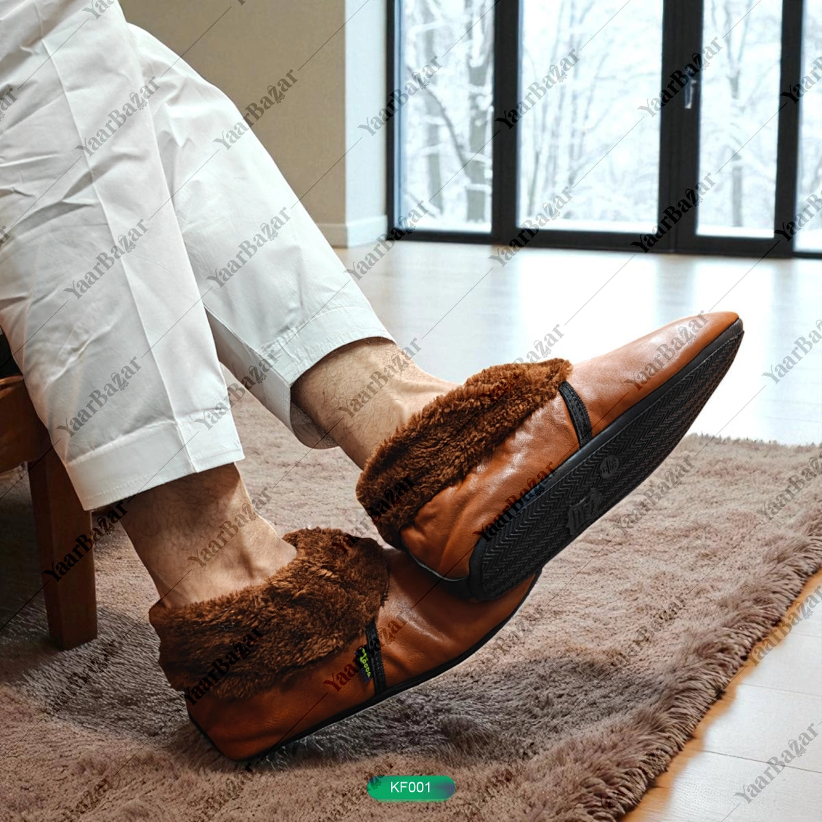 Winter Women Leather Socks | Khuffain | Warm | Leather Lined