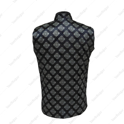 Printed Satin Nehru Waistcoat