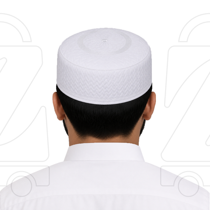Boogie White Embroidered Muslim Topi