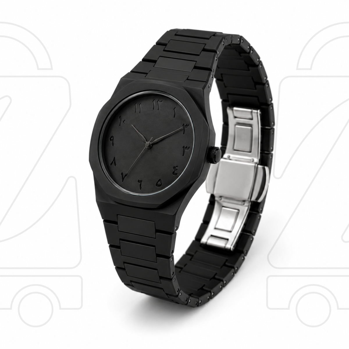 Matte Black Arabic Aura Watch for Men