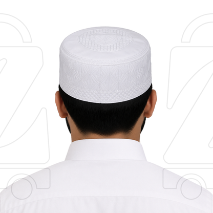 Boogie White Embroidered Muslim Topi