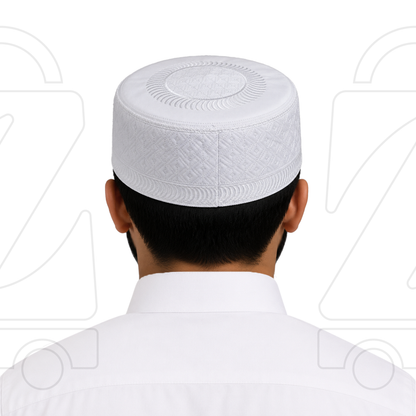 Boogie White Embroidered Muslim Topi